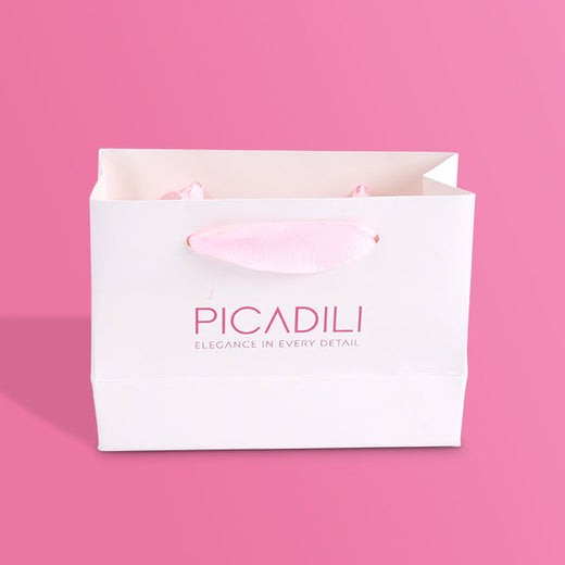 Personalized White Paper Bags with Pink Ribbon Handles | Custom Printed Shopping & Gift Bags