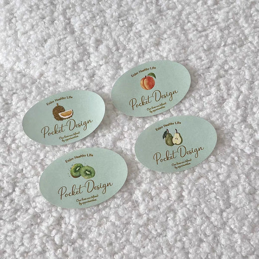 Custom printed oval coated paper stickers with fruit designs