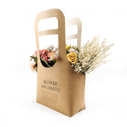 Custom Printed Kraft Paper Flower Bags with Handles | Personalized Bouquet Packaging