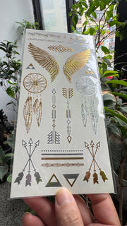 Custom Gold Foil Temporary Tattoo Stickers | Metallic Water Transfer Tattoo Sheets for Parties & Festivals