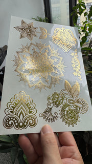Custom Gold Foil Temporary Tattoo Stickers | Metallic Water Transfer Tattoo Sheets for Parties & Festivals