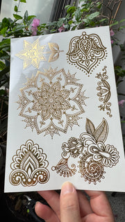 Custom Gold Foil Temporary Tattoo Stickers | Metallic Water Transfer Tattoo Sheets for Parties & Festivals