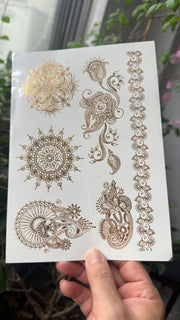 Custom Gold Foil Temporary Tattoo Stickers | Metallic Water Transfer Tattoo Sheets for Parties & Festivals