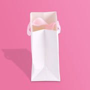 Personalized White Paper Bags with Pink Ribbon Handles | Custom Printed Shopping & Gift Bags