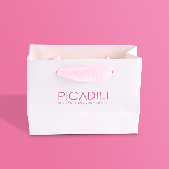 Personalized White Paper Bags with Pink Ribbon Handles | Custom Printed Shopping & Gift Bags